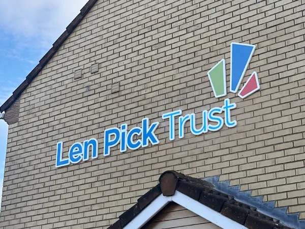 cut acrylic lettering external sign len pick trust bourne cover